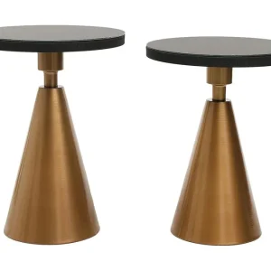 Caeth Sidobord Set Runt Guld/Svart - Möbler Sista chansen