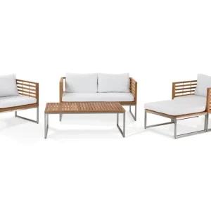 Bästa pris Bermuda Loungegrupp Utomhus Natur/Vit - Utemöbler & utemiljö