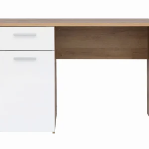 Tarka Datorbord 120 cm med Förvaring Låsa + Skåp Ek/Vit - Möbler Lägg i varukorgen