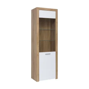 Tarka Vitrinskåp 39 cm djup 62 cm bred 192 cm hög Trä Ek Trä/natur|Vit - Förvaring Kampanj