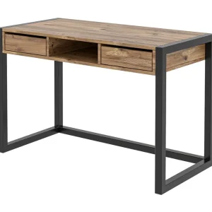 Skrivbord Shatz 115 cm med Förvaring Lådor + Hylla Trä/Natur/Svart - Möbler Fri frakt