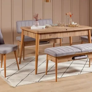 Shundrea Matgrupp 5 delar 75 cm Trä/natur - Möbler Erbjudande