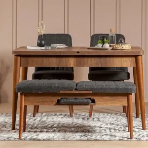 Extra rabatt Idehult Matgrupp 4 delar 75 cm Valnöt/Antracit - Möbler