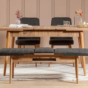 Sänkt pris Idehult Matgrupp 4 delar 75 cm Trä/natur/Antracit - Möbler