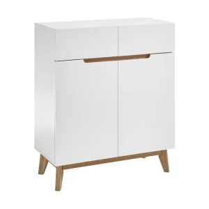 Billig Siraaj Foajékista 85 cm Vit/Ek - Förvaring