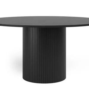 Bark Kopparbo Runt Matbord 150 cm Svart Trä / Ribbad - Möbler Kundfavorit