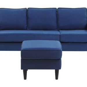 Fuimaono Soffa med Fotpall Blå - Möbler Populärt val