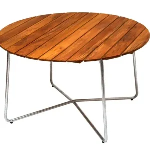 Bord 9A 120 Cm Obehandlad Teak / Varmförzinkat Stativ Fri frakt