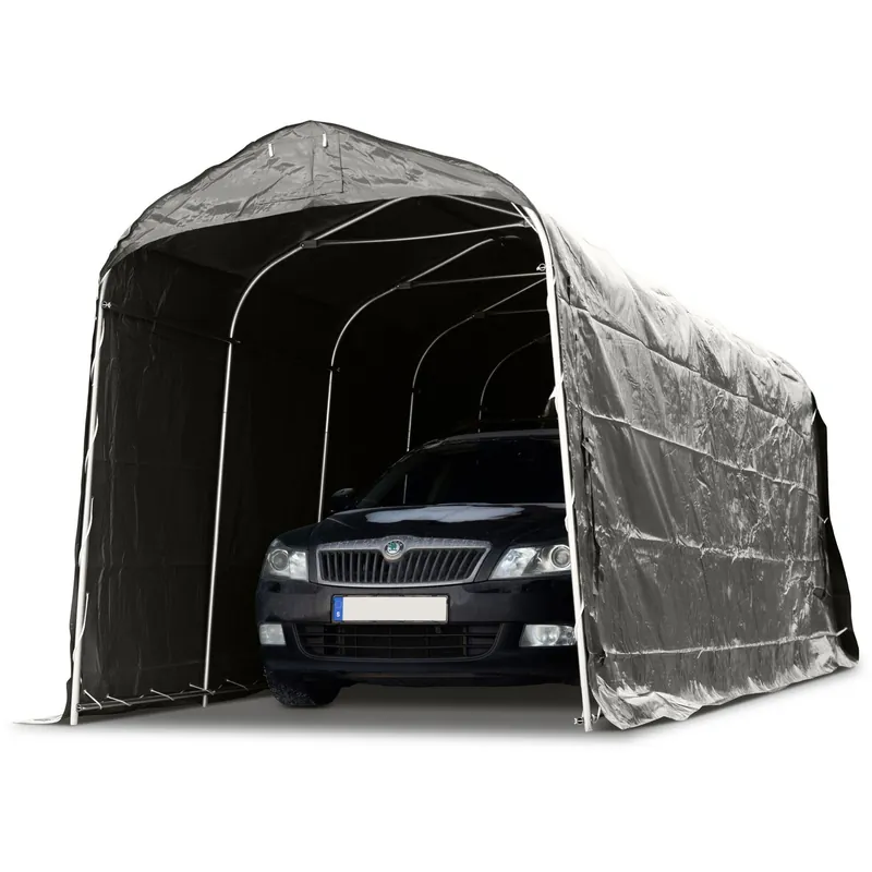 Garagetält 2,4x6m | 14,4m² - 500g/m² | PVC - Grå - Trädgård & spabad Fynd