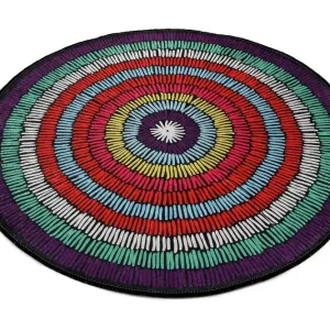 Andrarum Bengul Matta Rund 100 cm Flerfärgad/Sammet - Textil & mattor risnedsättning