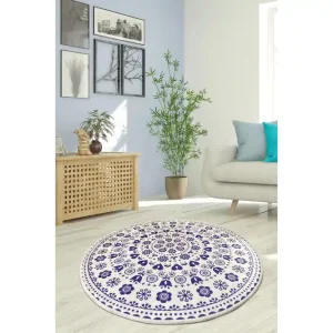 Begränsat antal Eraclea Matta Rund 100 cm Blå/Sammet - Textil & mattor