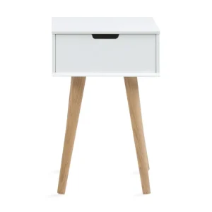 Funky & Co Gillian Sängbord 40 cm med Förvaring Låda Vit/Ek/Brun - Möbler Lågt pris