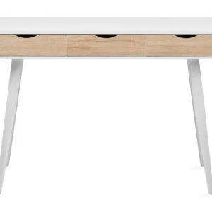 Bernard Skrivbord 110 cm med Förvaring 3 Lådor Vit/Natur - Möbler Bästa pris