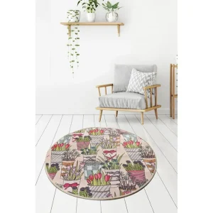 Lorontzia Matta Rund 100 cm Flerfärgad/Sammet - Textil & mattor Outlet