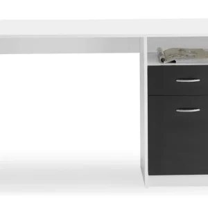 Scandinavian Choice Jackson Skrivbord 123 cm med Förvaring Hylla + Låda + Skåp Vit/Svart - Möbler Lågt pris