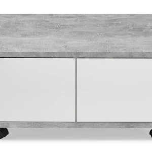 Scandinavian Choice Twin Soffbord 70 cm med Förvaring Lådor på Hjul Vit/Betonggrå - Möbler Populär