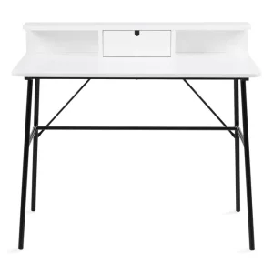 Concept 55 Lisemo Skrivbord 100 cm med Förvaring Låda + Hylla Vit/Svart - Möbler Lägg i varukorgen