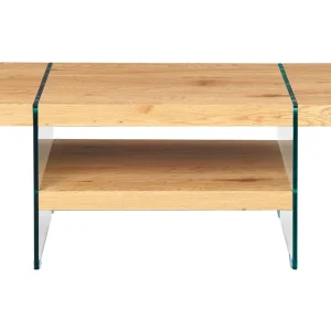 Endast denna vecka Aldreda Soffbord 110 cm med Förvaring Hylla Glas/Natur/Brun - Möbler