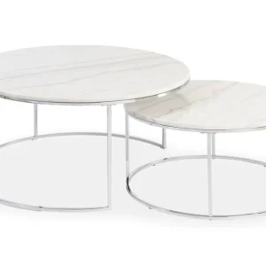Stenexpo Dubarry Satsbord Runt 60|80cm Krom / Ljus Marmor - Möbler Sista chansen