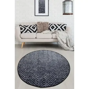 Populär Yesuto Matta Rund 100 cm Vit/Svart/Sammet - Textil & mattor