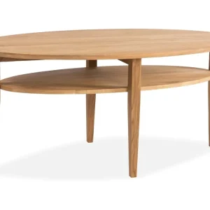 Funky & Co Laurelville Soffbord 130 cm Ovalt med Förvaring Hylla Ek - Möbler Billigare