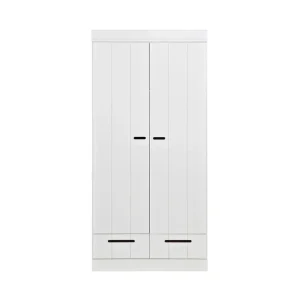 Trygg betalning WOOOD Varius Garderob 195 cm 2 Dörrar 2 Lådor Vit Tall - Förvaring