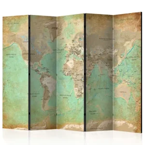 Rumsavdelare Turquoise World Map 225x172 Artgeist sp. z o. o. - Inredning Fri frakt