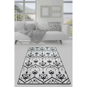 Parythe Entrematta 80x300 cm Vit/Svart/Sammet - Textil & mattor Utförsäljning