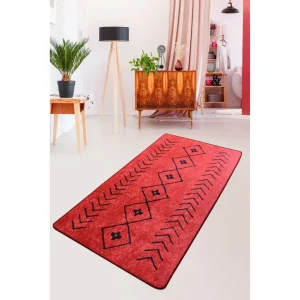 Sehnaz Entrematta 80x200 cm Röd/Svart/Sammet - Textil & mattor Kampanj
