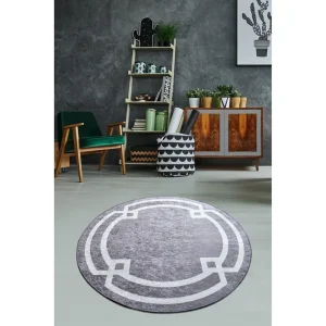 Margaritar Matta Rund 120 cm Grå/Vit/Sammet - Textil & mattor Rabatt