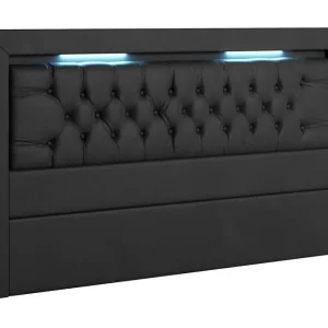 Fynd Arona Sänggavel 140 cm Konstläder LED-belysning Svart - Möbler