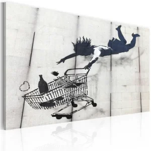 Tavla Falling Woman With Supermarket Trolley Banksy 60x40 Artgeist sp. z o. o. - Inredning Rabatter