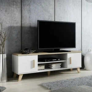 Andrarum Kardos TV-bänk 160 cm Vit/Ek - Möbler Kundfavorit