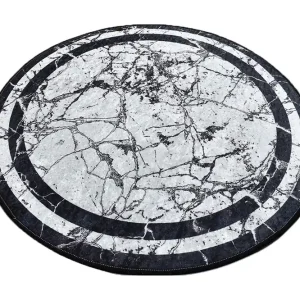 I lager Brinmor Matta Rund 140 cm Vit/Svart/Sammet - Textil & mattor