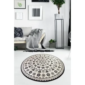 Eraclea Matta Rund 140 cm Svart/Sammet - Textil & mattor Outlet