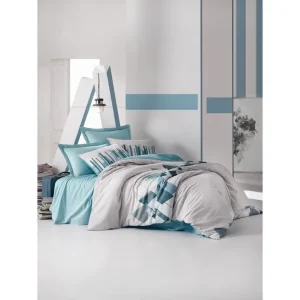 Billigare Cotton Box Bäddset Enkelt 3-dels Ranforce Petrol/Vit - Textil & mattor