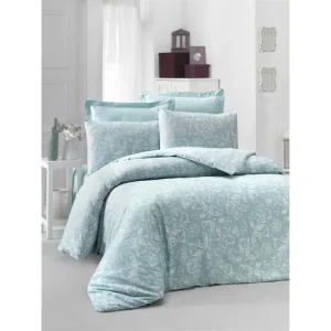 Victoria Bäddset Dubbelt 6-dels Satin Mint/Vit - Textil & mattor Kundfavorit
