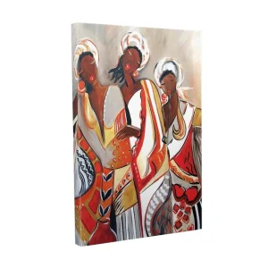 Nyhet Canvastavla - Kvinnor i färgglada traditionella kläder Röd / Beige / Svart - Inredning