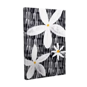 Sista chansen Canvastavla - Blommor i vitt och gult mot en svart bakgrund Vit / Svart / Gul - Inredning