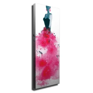 Snabb frakt Canvastavla - Elegant kvinna i en färgstark klänning Mörkblå / Cerise / Rosa - Inredning