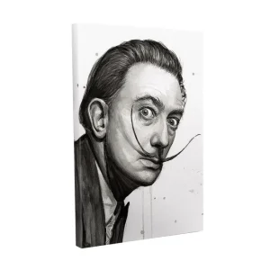Canvastavla - Porträtt av en man med distinkt mustasch och intensiva ögon Svart / Grå / Vit - Inredning Rabatt