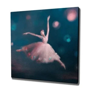Canvastavla - Dansande ballerina i en drömlik atmosfär Blå / Rosa / Vit - Inredning Lägg i varukorgen