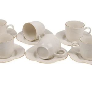 Populärt val Adine Kaffeservis 12 Delar Porslin Creme/Guld - Hushåll