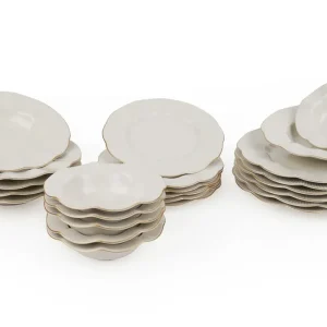 Beställ idag Adine Middagsservis 24 Delar Porslin Creme/Guld - Hushåll