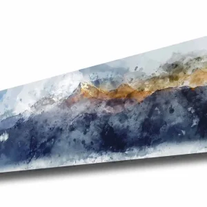 risnedsättning Canvastavla - Storslagen berglandskap med snöklädda toppar Mörkblå / Grå / Guld - Inredning