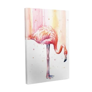 Canvastavla - Elegant flamingo i pastellfärger Rosa / Aprikos / Svart - Inredning Nyhet