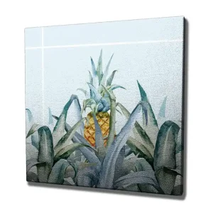 Lägg i varukorgen Canvastavla - Ananas omgiven av gröna växter Grön / Gul / Blå - Inredning