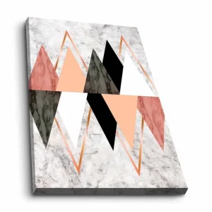 Canvastavla - Abstrakt komposition med geometriska former i kontrasterande färger Svart / Rosa / Beige - Inredning Beställ nu