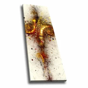 Snabb frakt Canvastavla - Abstrakt komposition med spiraler och stjärnliknande element Guld / Röd / Svart - Inredning