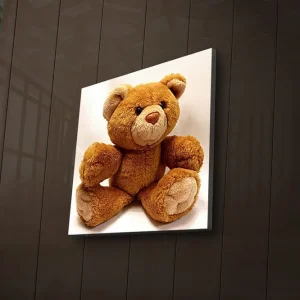 Begränsat erbjudande Canvastavla med LED-belysning 28x28 cm - Söt mjukisdjur i form av en björn Brun / Beige - Inredning